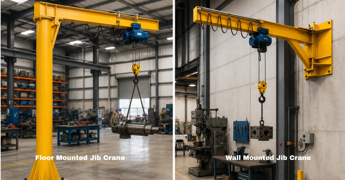 floor mounted vs wall mounted jib cranes